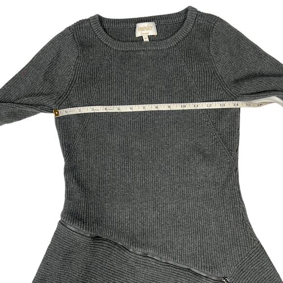 Laundry by Shelli Segal Sweater Ribbed Knit Crew Neck Asymmetrical Zip Women's M - Picture 7 of 9